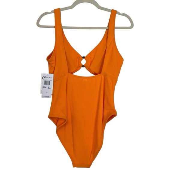 Roxy Cutout One Piece Swimsuit Tangerine Orange Large NWT Resort Beach Vacation - Picture 4 of 6